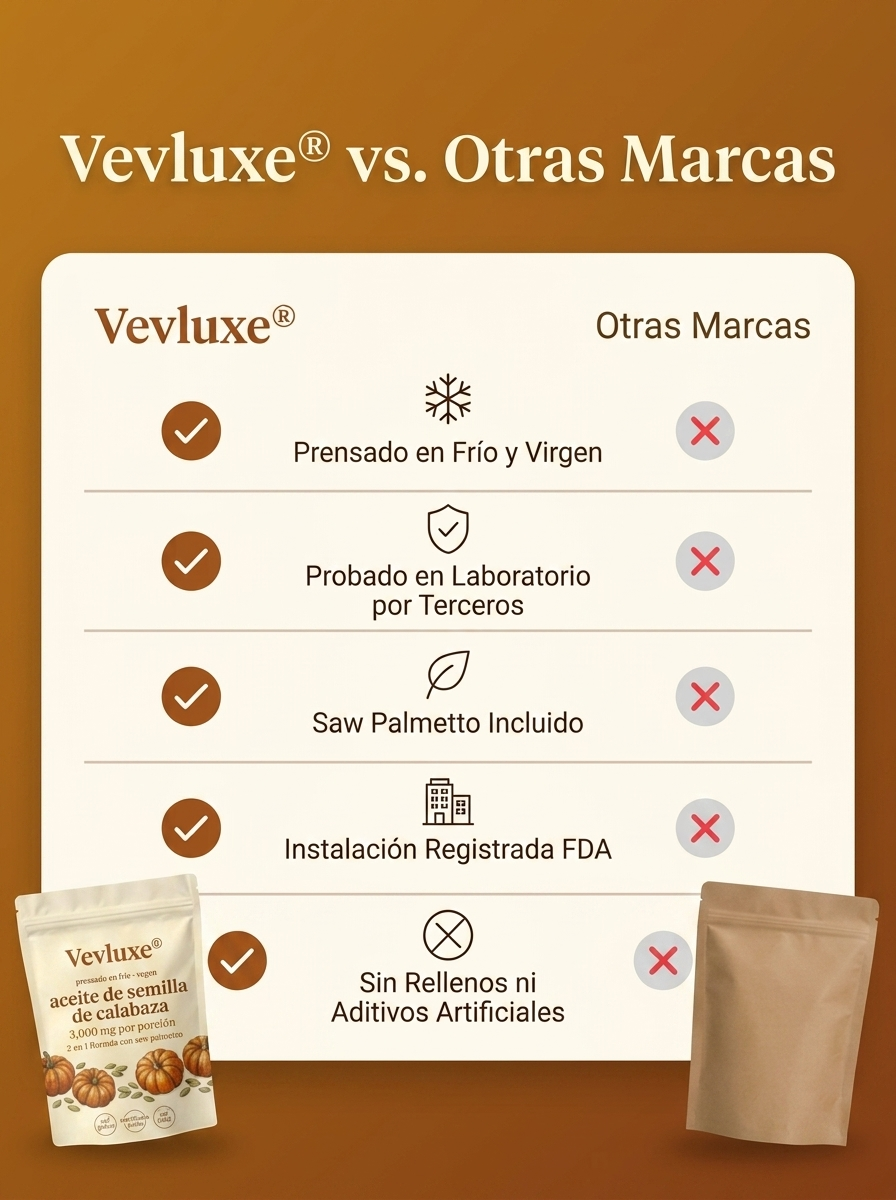 Vevluxe® Softgels de Aceite de Semilla de Calabaza — Fortalece Naturalmente la Salud Renal y el Confort de Vejiga desde Adentro